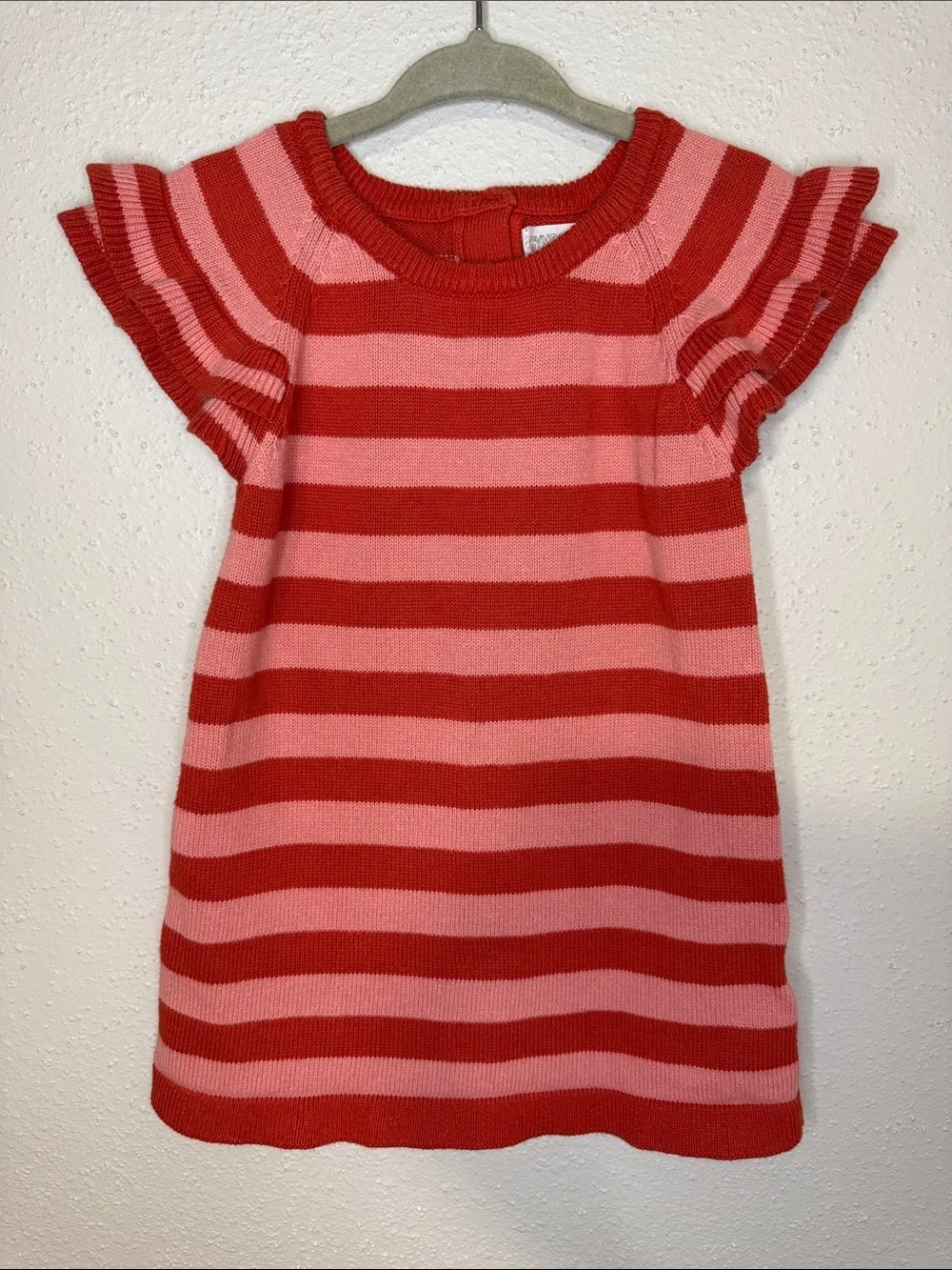 Gymboree Orange and Salmon Pink Striped Ruffle Sleeve Knit Dress